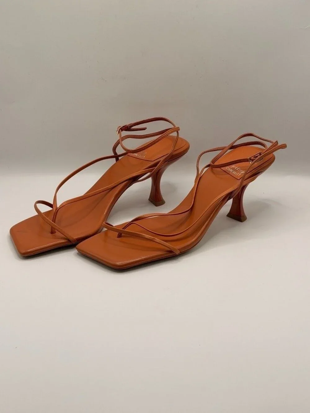 Jeffrey Campbell Women Fluxx Leather Burnt Orange Heel Sandal Sz 9.5